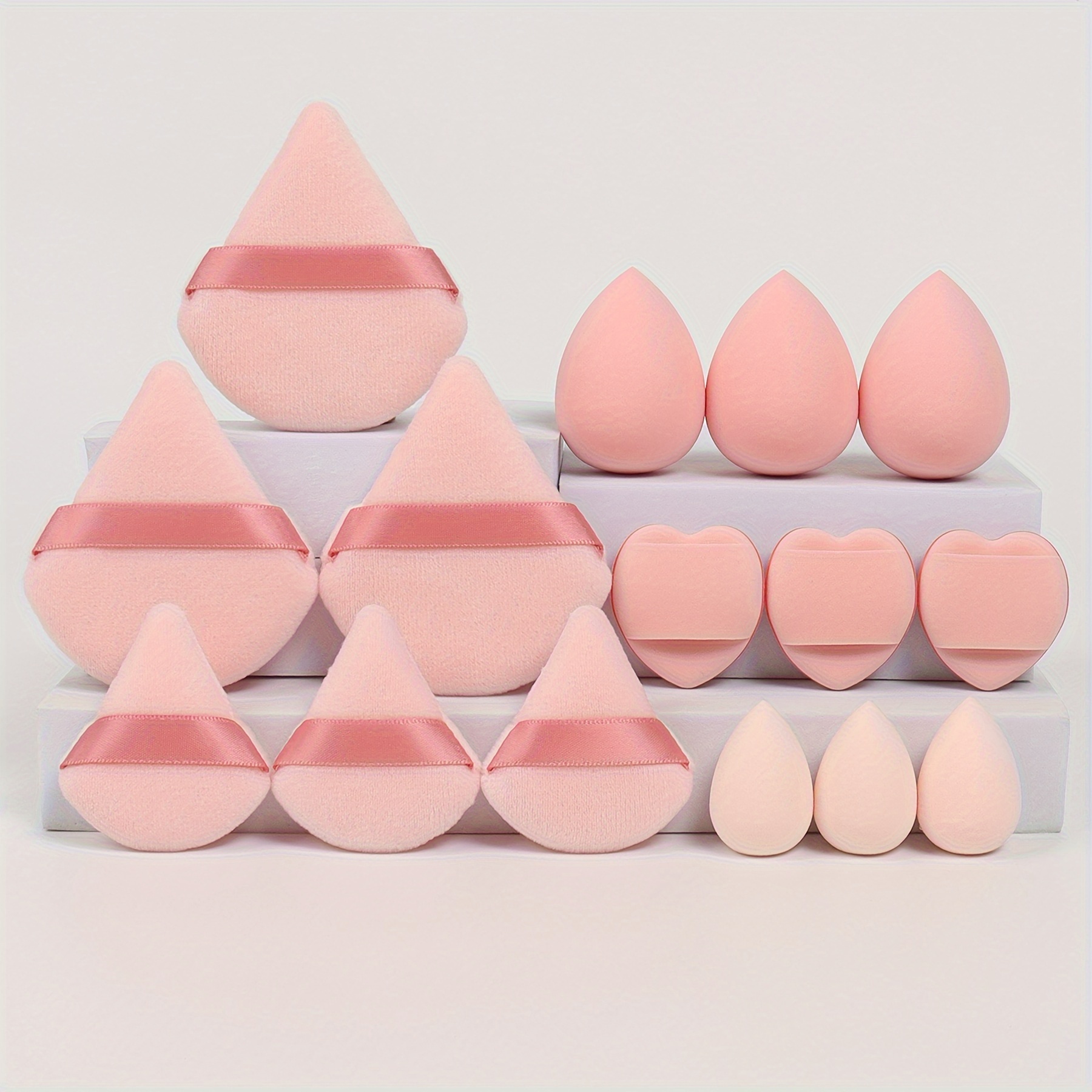 15-piece Makeup Sponge Set,multi-colored Makeup Sponges,mini Sponge And Triangle Puff,for Liquid, Cream,concealer Highlight,eye Shadow,foundation And Powder, Wet And Dry Dual Use.