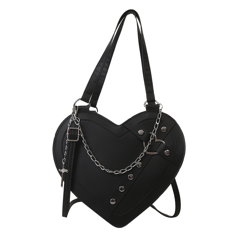 TEMU Women's Crossbody Heart Shape Bag Vintage Faux Leather Shoulder Bag Cute Chic Zipper Small Purse For Dating Fashion