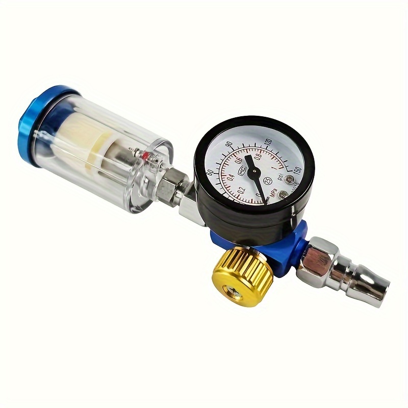 1set Premium Inline Oil-water Separator Spray Gun Kit - Efficient Air Pressure Regulator, Filter, And Gauge - Durable Metal Construction For Air Compressor Tools And Additions