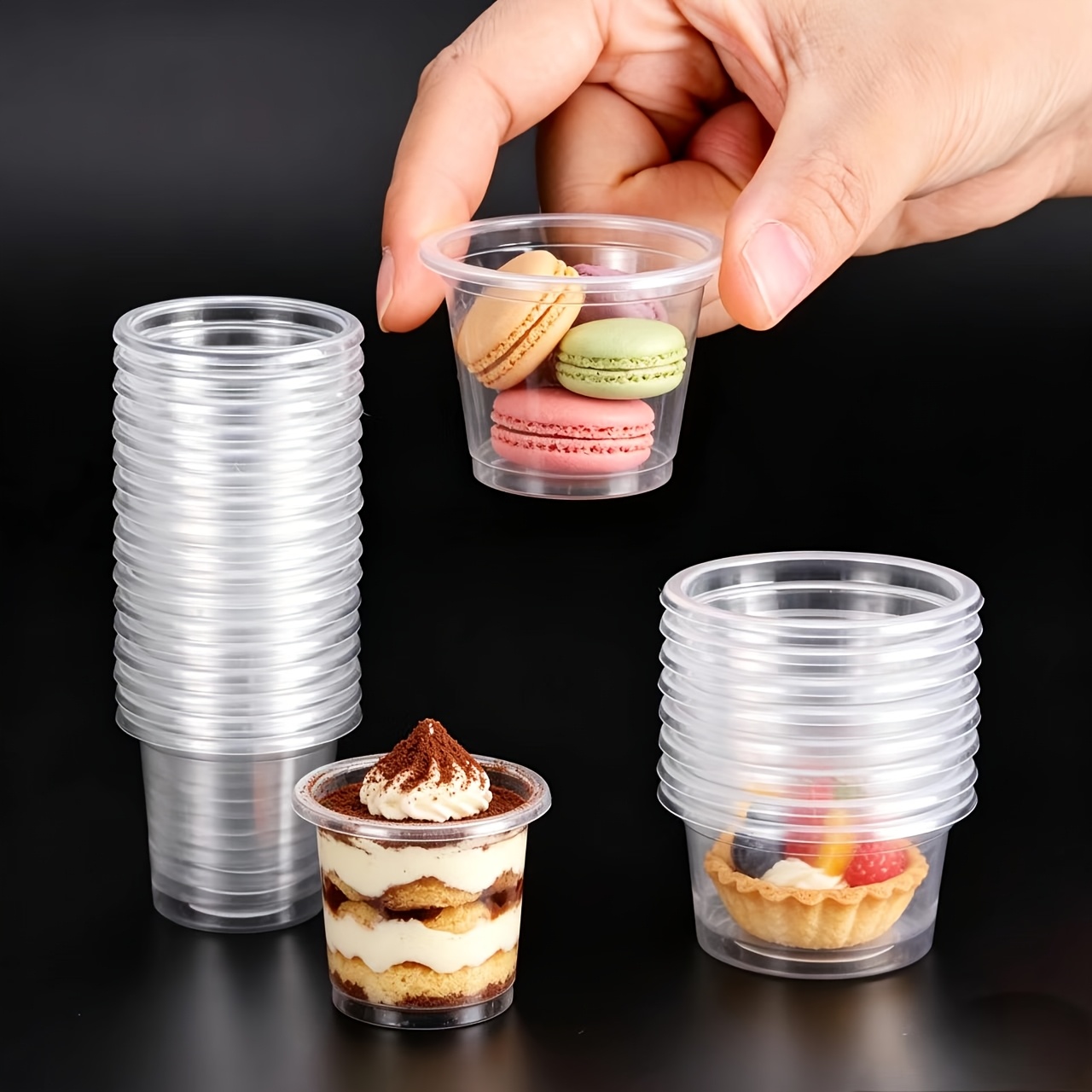 200pcs Mini Dessert Cups, 0.68oz Mini Water Cups Small Tasting Cups Sample Cups Ice Cream Cups Dessert Cups Bar Small Liquor Cups Tasting Cups Home Commercial Leak-proof Style
