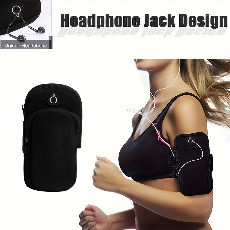 

Waterproof Running Armband Phone Holder With Headphone Jack, Non-woven Material, Lightweight Arm Bag For Sports And Fitness, Adjustable Strap, Phone Storage Exercise