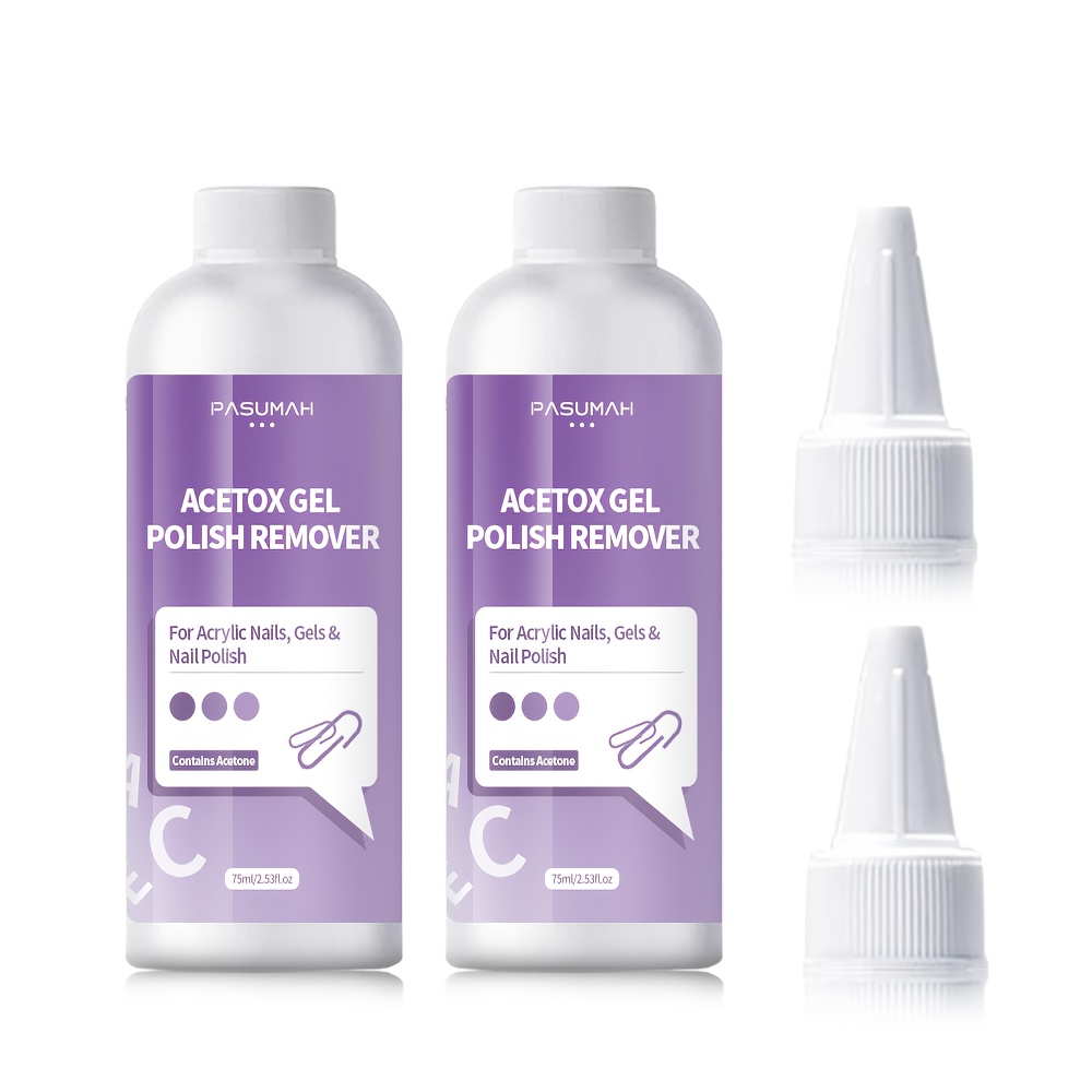2pcs Pasumah Nail Polish Remover - Professional Strength Formula For Fast, Easy Removal | Works On Gel, Acrylic, Dip | Removes Glue, Sparkles & Polish - Contains