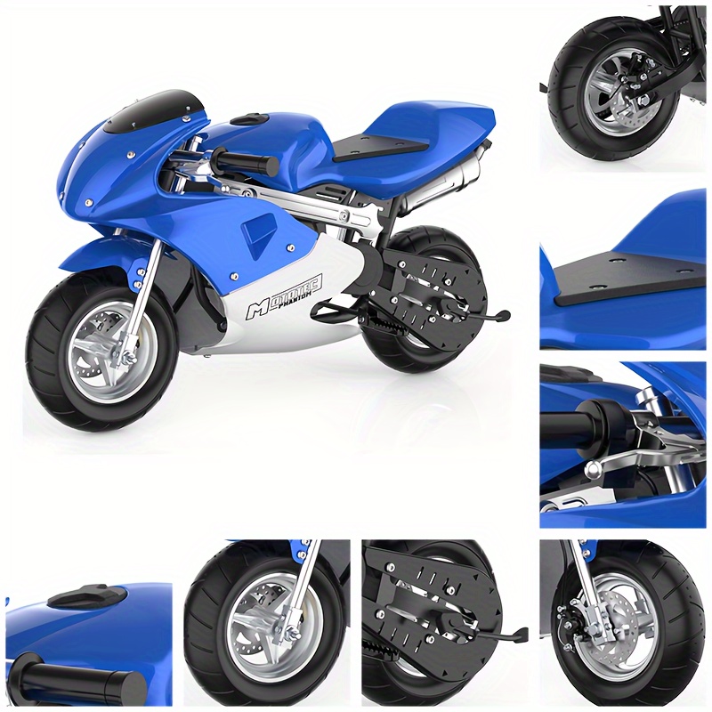 

Mini Gas Power Pocket Bike Motorcycle For, 49cc 2-stroke, Dual Brake, Cruising Range: 20 Miles Per Tank, Max Weight 170 Lb, Gas Mini Bike