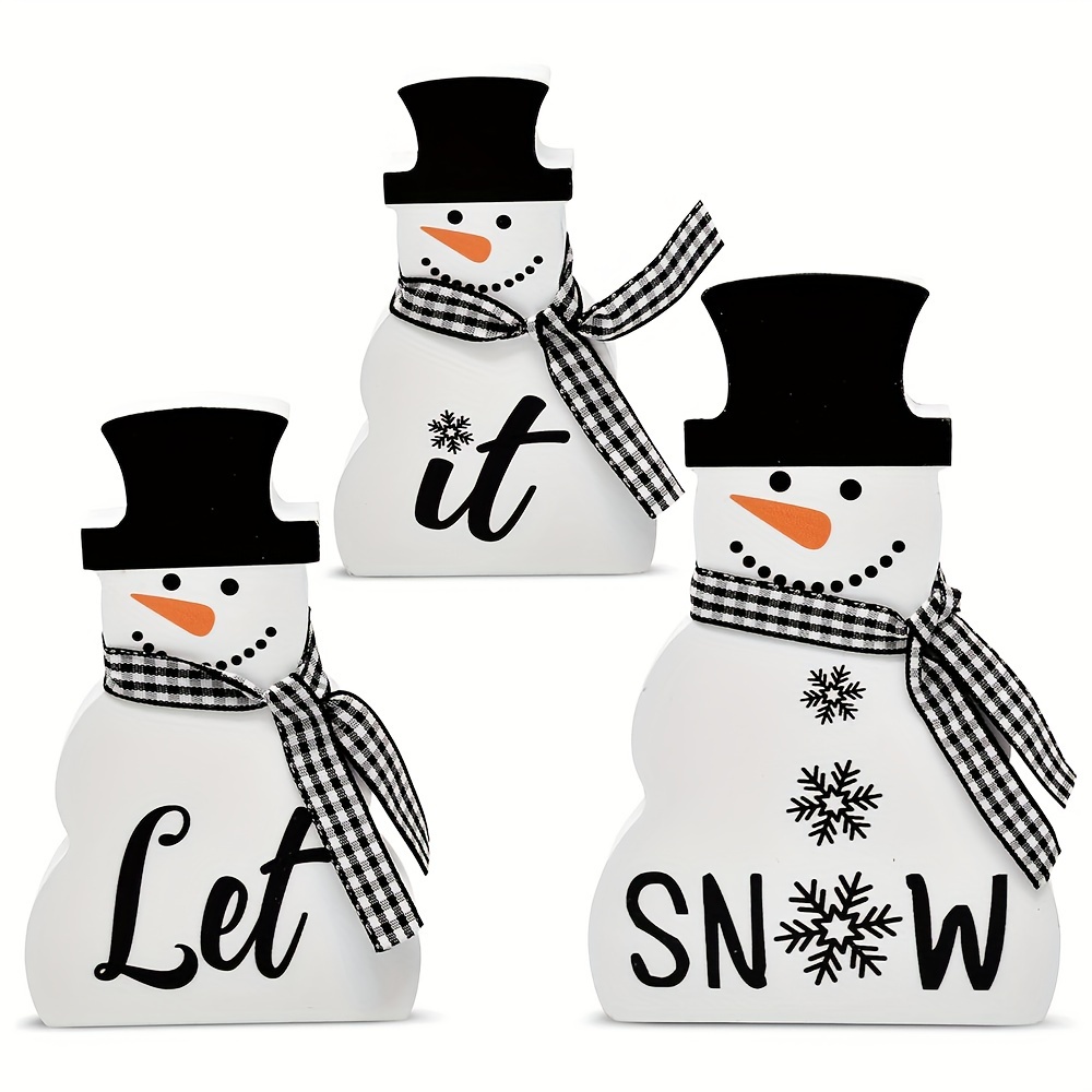 

3pcs Christmas Snowman Decor Centerpieces, Wooden & Snowman Signs, For , Restaurant, , Christmas Party Supplies, No Needed, Featherless