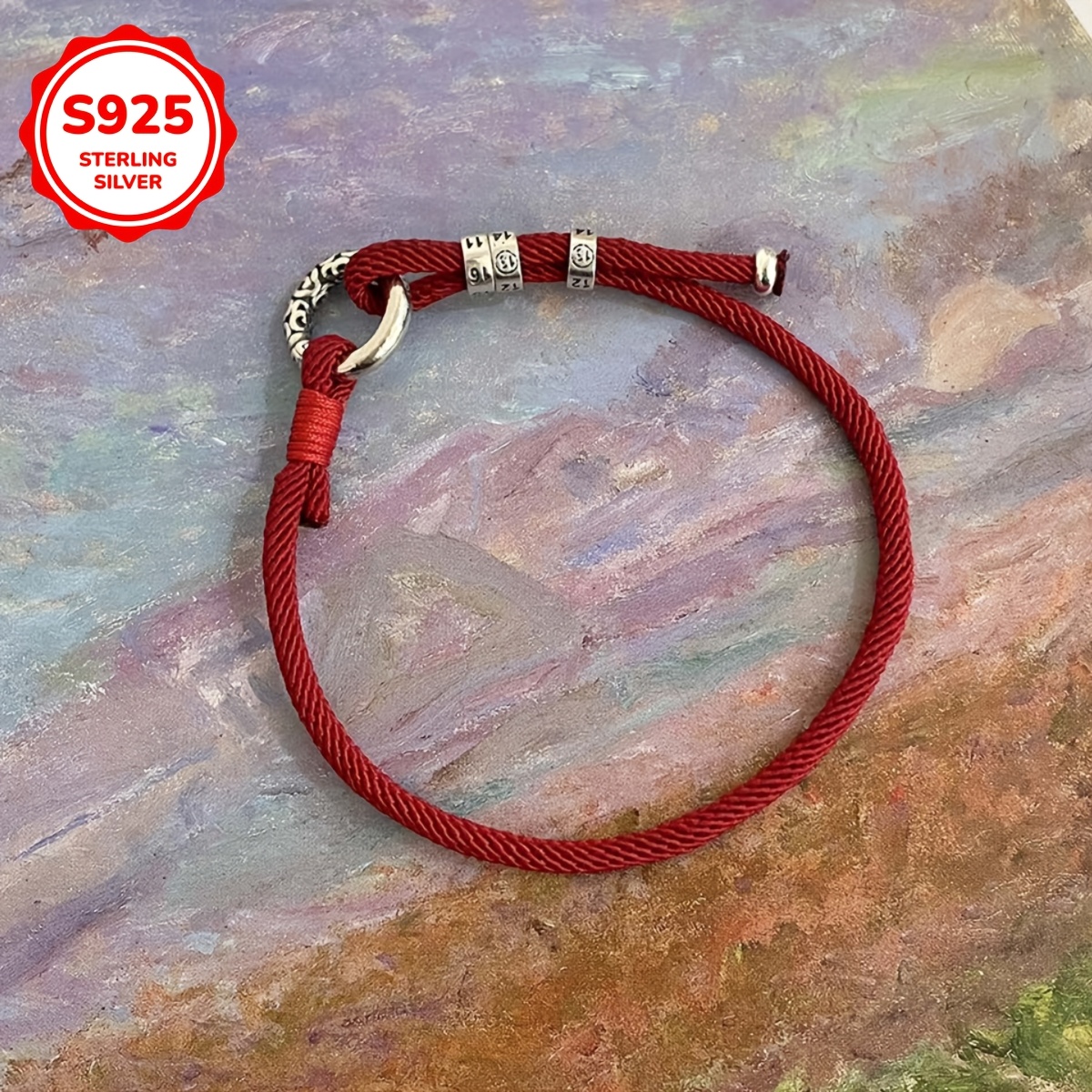 925 Silvery Circle Braiding Rope Bracelet, Zodiac Gift