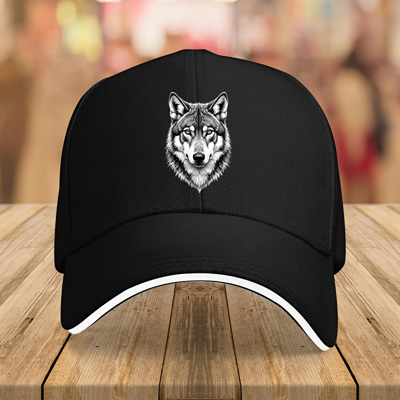 TEMU A Wolf Head Pattern Baseball Cap- Adjustable Lightweight Trucker Hat For Men And Women, Navy Blue Outdoor Sports Casual Unisex Cap, Father's Day