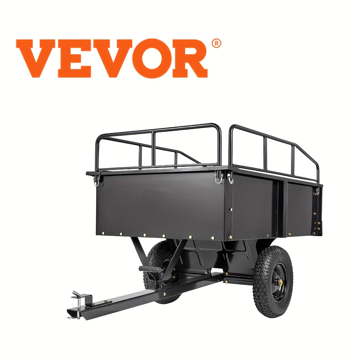 

Vevor Atv Trailer Heavy Duty Steel Dump Cart Tow Behind, 750 Lbs 15 Cubic Feet, Garden Utility Trailer Yard Trailers With Removable Sides For Riding Lawn Mower Tractor