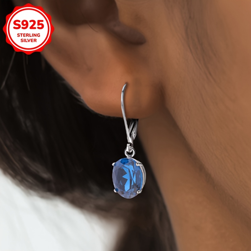 

Boucles d'Oreilles Pendantes Élégantes en Bleue - Argent Sterling 925, Hypoallergéniques, Parfaites pour & les Fêtes, Luxe, 2.3g