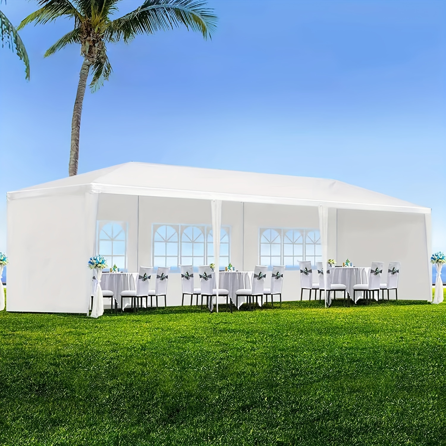 10x30 Party Tent Outdoor Tents for Parties White Wedding Tent Event Tent Large Canopy Tent with 5 Removable Big for Backyard Garden