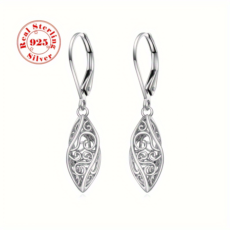 

1 Pair S925 , Women's Fashion Dangle Earrings With Spiral Design, Low Allergy 2.4g, Vintage Elegant Style, Unplated, 925 Silver Ear Studs, All-season Wear, Perfect For Daily Use And Gift Giving