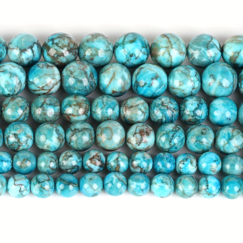 

Asvrai U 1 Strand South African Turquoise Beads, 15" Assorted Sizes 6/8/10mm, Natural Stone Round Loose Beads For Jewelry Making, Diy Bracelet Crafts, Needlework Accessories