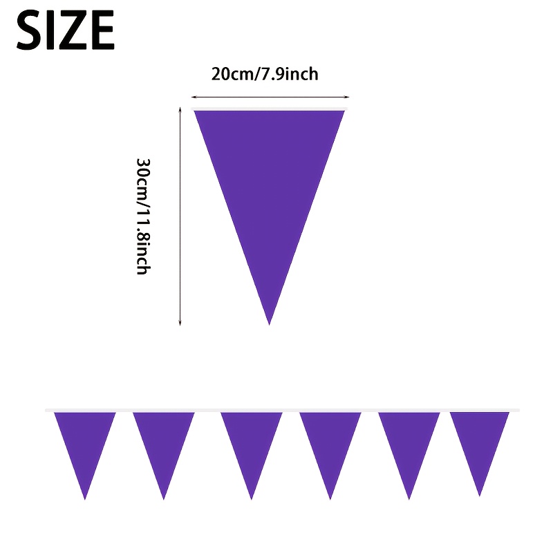Image of 10m Purple Polyethylene Triangle Flags - Versatile Party Decor For Engagement, Graduation, Birthday, Wedding, Anniversary Celebrations - No Electricity Needed, Outdoor & Indoor Use, Party Decorations