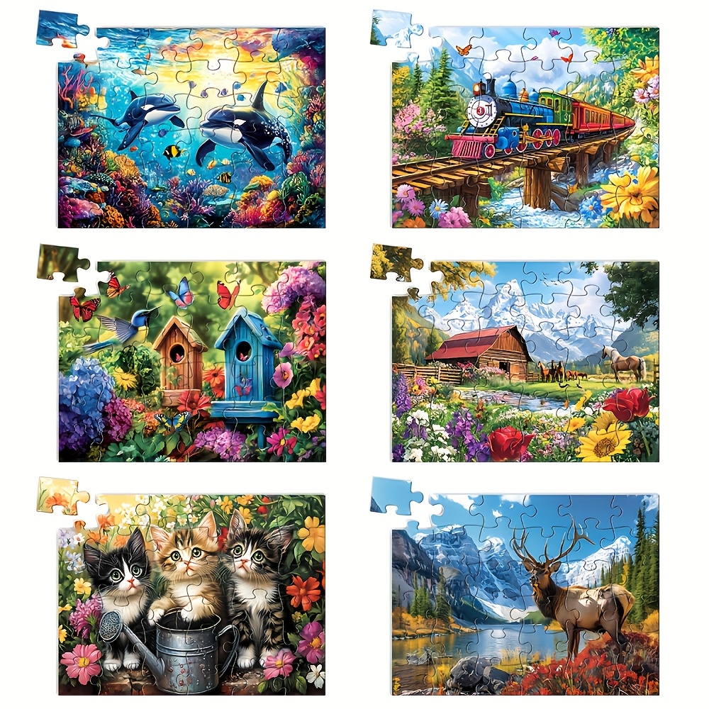 

6-pack Large Piece Jigsaw Puzzles For Seniors - Paper Material, Games For Elderly, Ideal For Dementia & 's Activities, Nursing Gifts, Christmas Presents, Without Battery