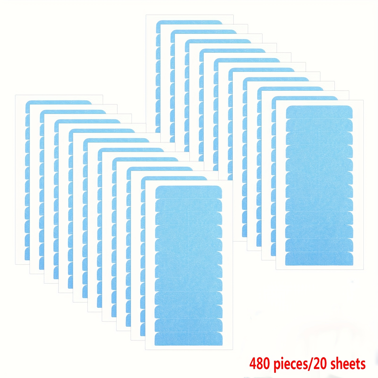TEMU 120/240/480pcs Blue Double-sided Hair Tape Strips, Invisible Waterproof And Sweat-resistant With No Residue, Strong Adhesive For 2-4 Weeks,
