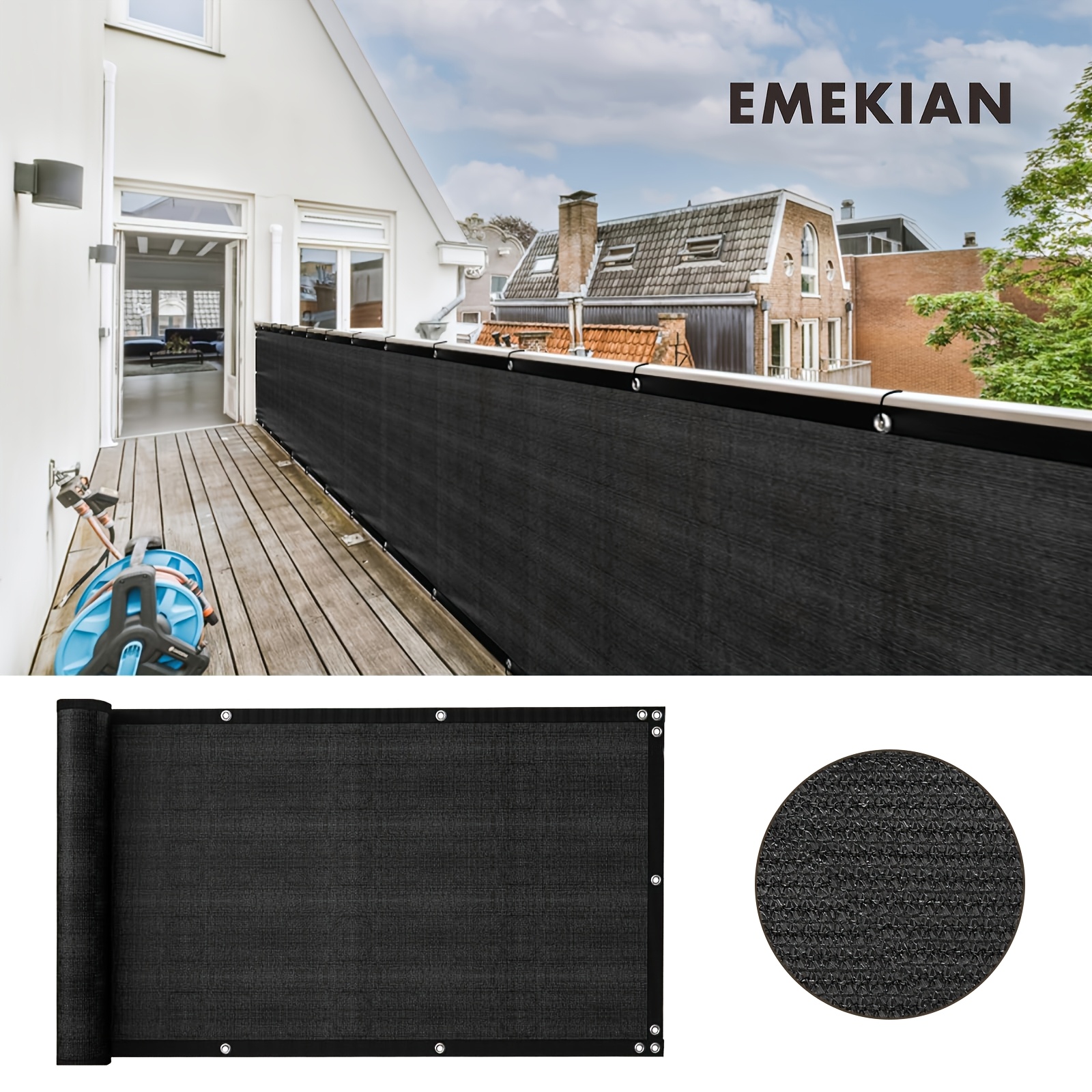 E-shop EMEKIAN Balkon-Sichtschutzzaun mit UV-Schutz-Sonnenschutzstoff, geeignet für Balkongeländer in Wohnungen, Veranden, Hinterhöfe, Terrassen, 1