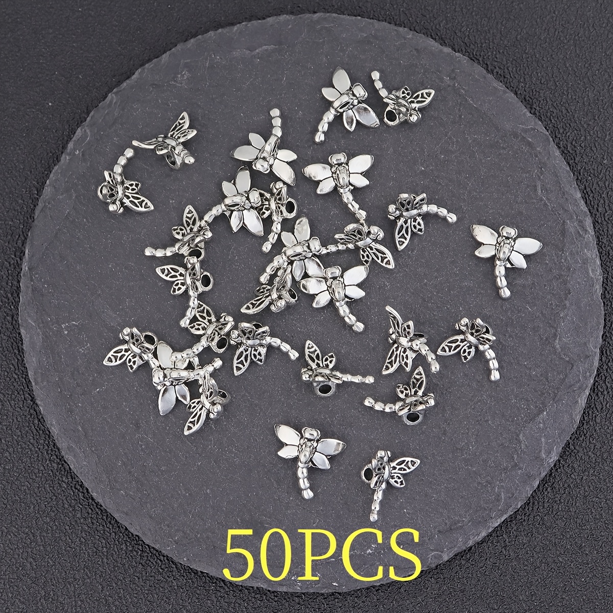 TEMU 50pcs Shaped Wing Pendants, Antique Silvery Insect Shaped Accessories, Making Accessories, Suitable For Necklace, Bracelet, Earring, Gift Making