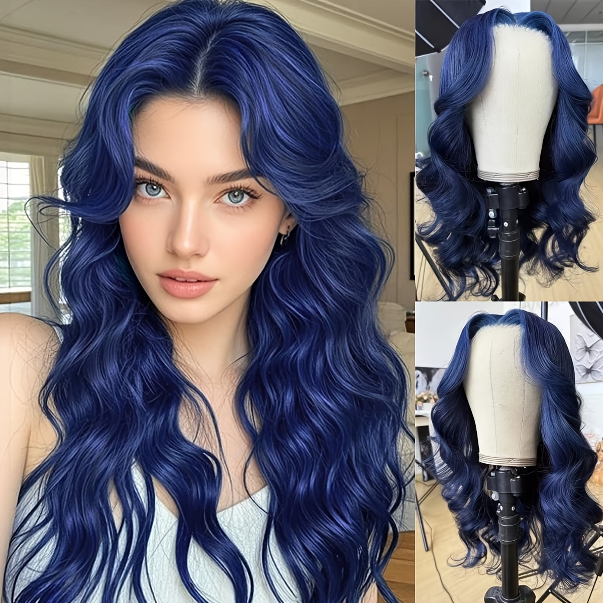 TEMU A 26- Long Wavy Wig Made Of Heat-resistant Synthetic Fibers, Suitable For All , With A Look, Wear, Parties, Cosplay, And Christmas Celebrations