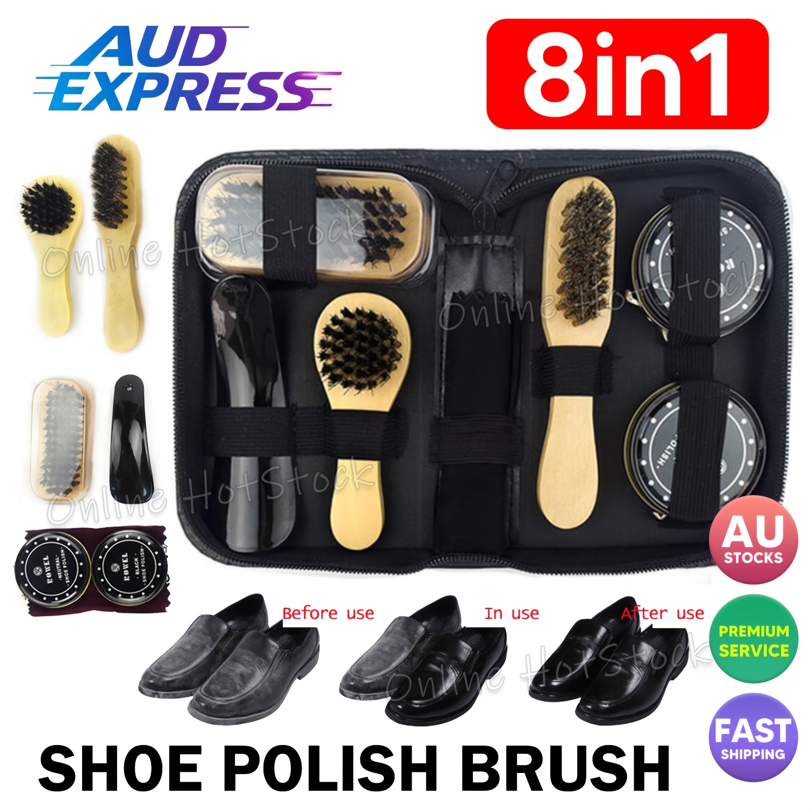 TEMU 8pcs Shoe Shine Care Kit Polish Brush Set Boots Shoes Sneaker Leather Bag Hot