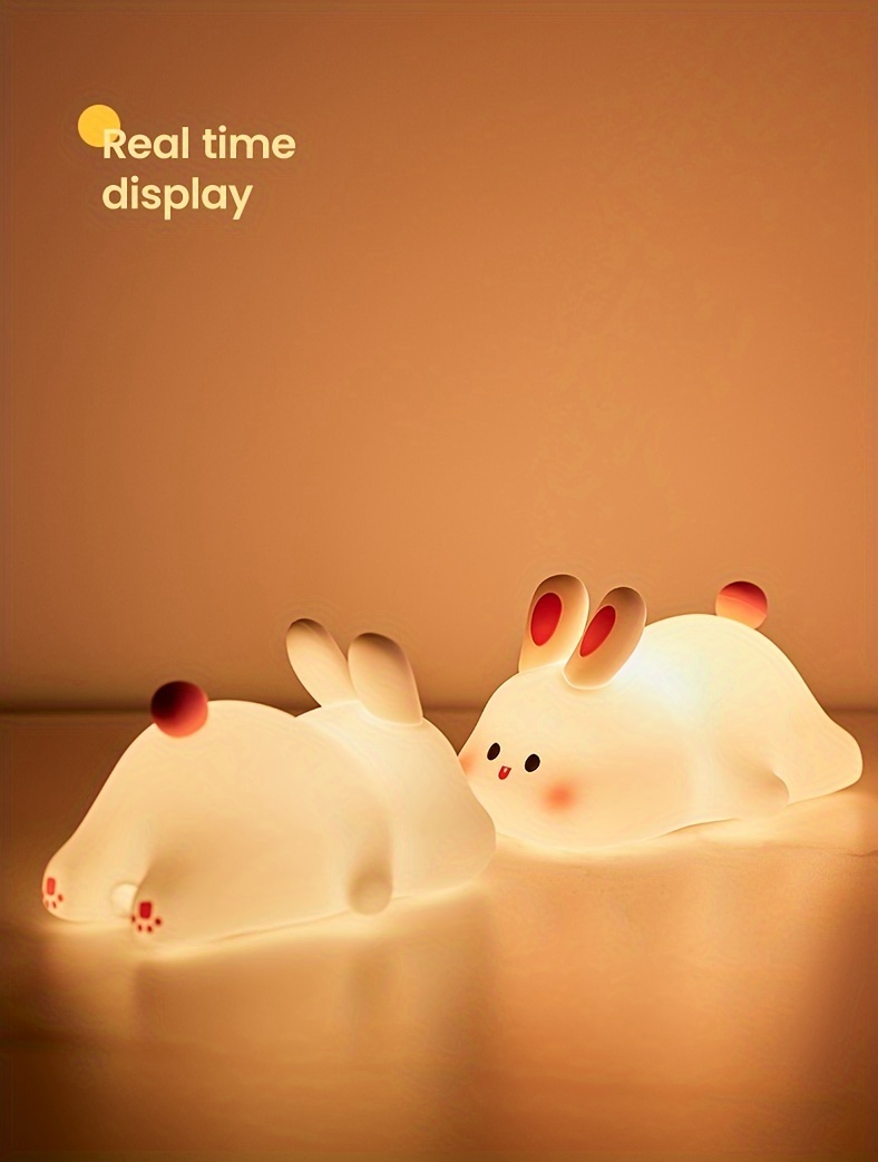 usb rechargeable big face rabbit night light smart bunny silicone   sleep light atmosphere light with three adjustable levels room decoration light birthday holiday gift details 12