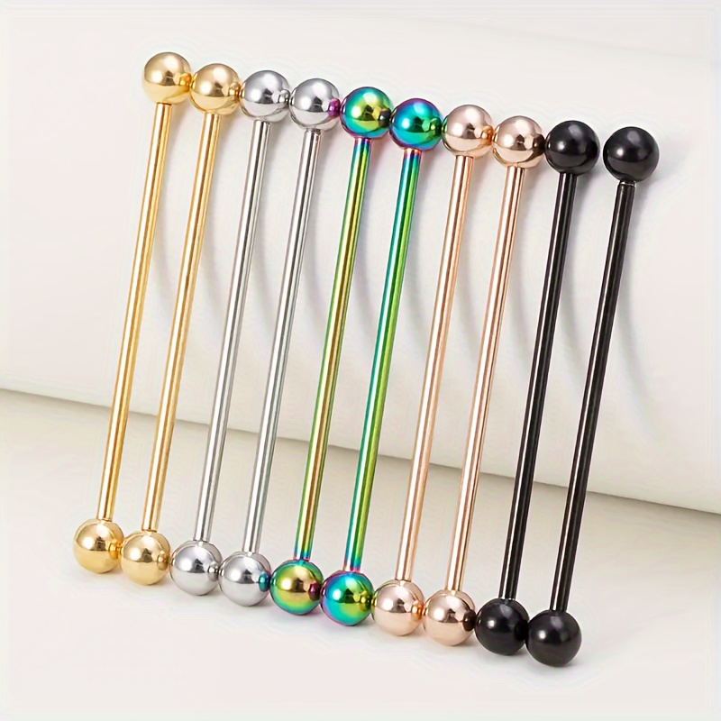 

10pcs Stainless Steel Barbell Industrial Barbell Piercing Jewelry Suitable For Men And Women