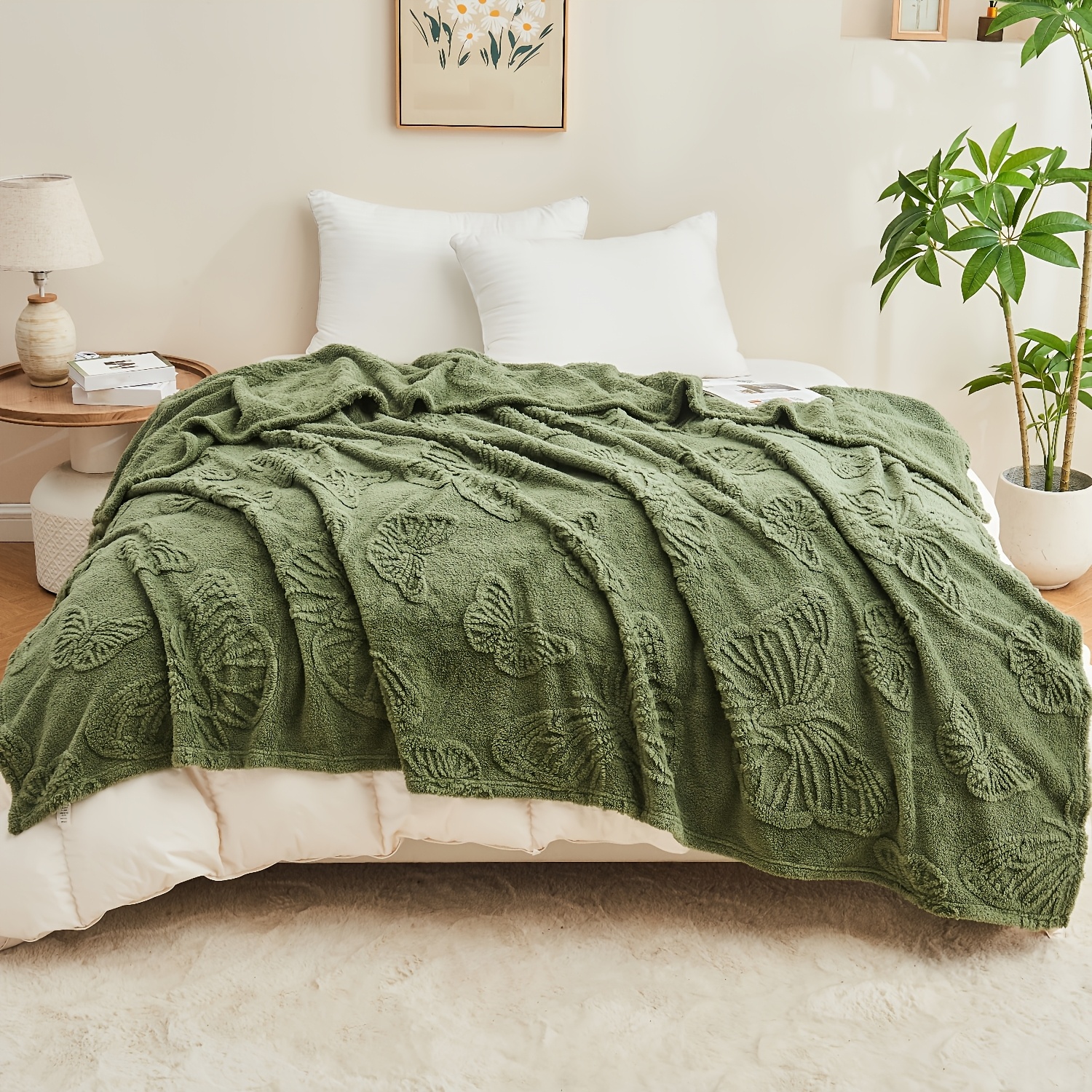 TEMU Tufted Throw Blanket- Fleece For | Versatile Use: Bed, Couch, Office, Camping, Lunch Nap & Air Conditioning | , Lightweight & Decor