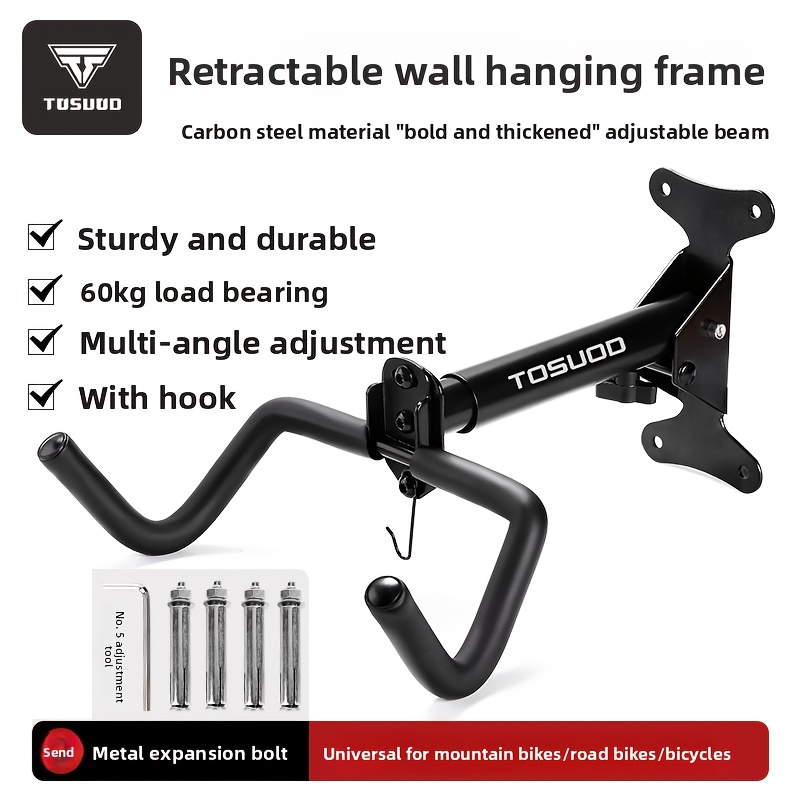 Tosuod Wall-mounted Bicycle Hanger Rack, Mountain And Road Bike Hook, Indoor Bicycle Storage Rack