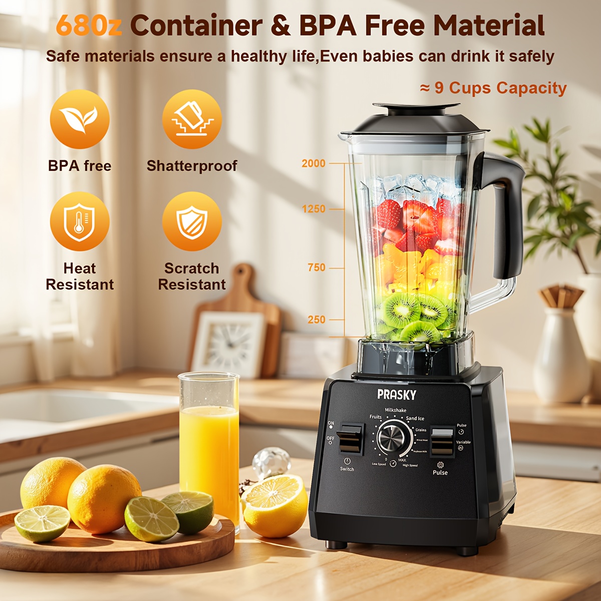 Professional Food Processor Blender, Smoothies Blender, Max.2400W... product image 5