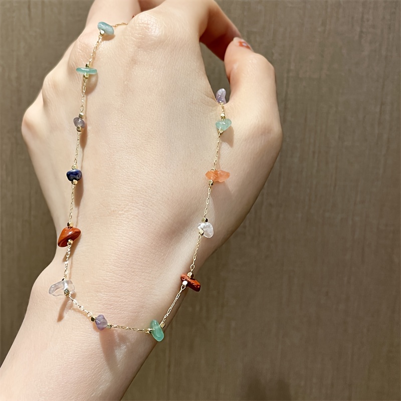 

Collier Bohème en Perles de Pierres Naturelles Colorées pour Femmes, Idéal pour les Vacances