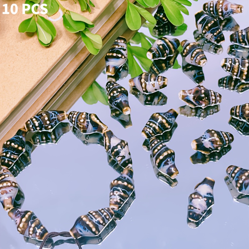 Black Ocean Series Ceramic Beads, 10 Pcs for Handmade Jewellery
