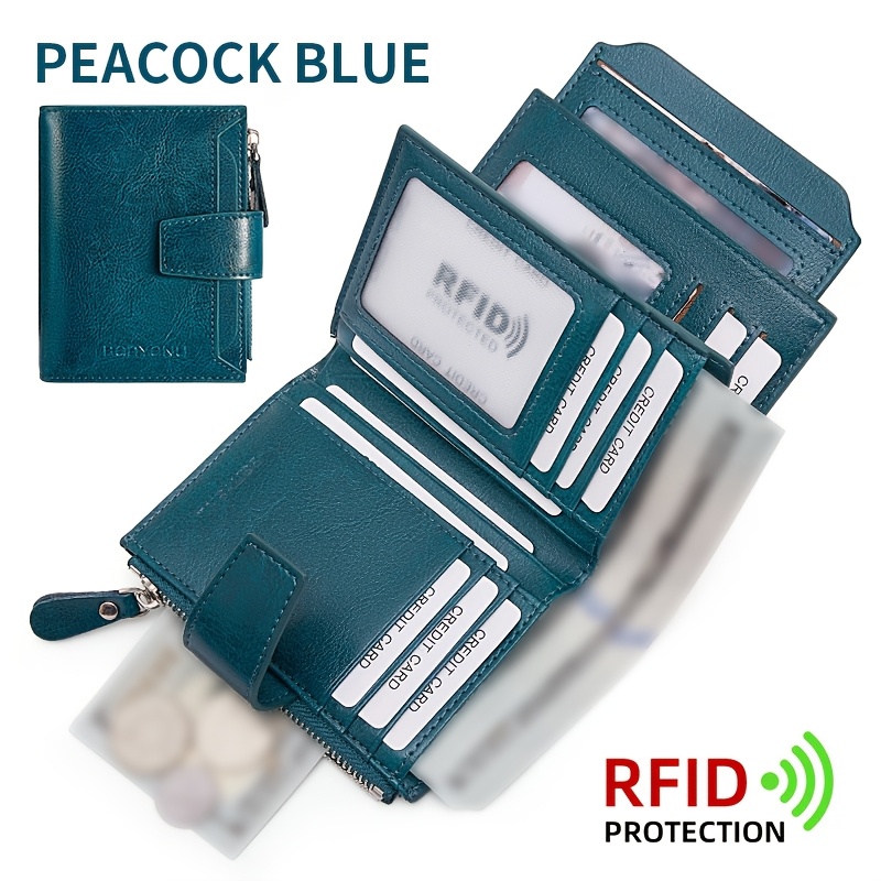 Image of Women's Rfid Anti-theft Wallet With 17 Card Slots, Detachable Id Window, Zippered Coin Pocket, Perfect Gift For Valentine's Day Mother's Day