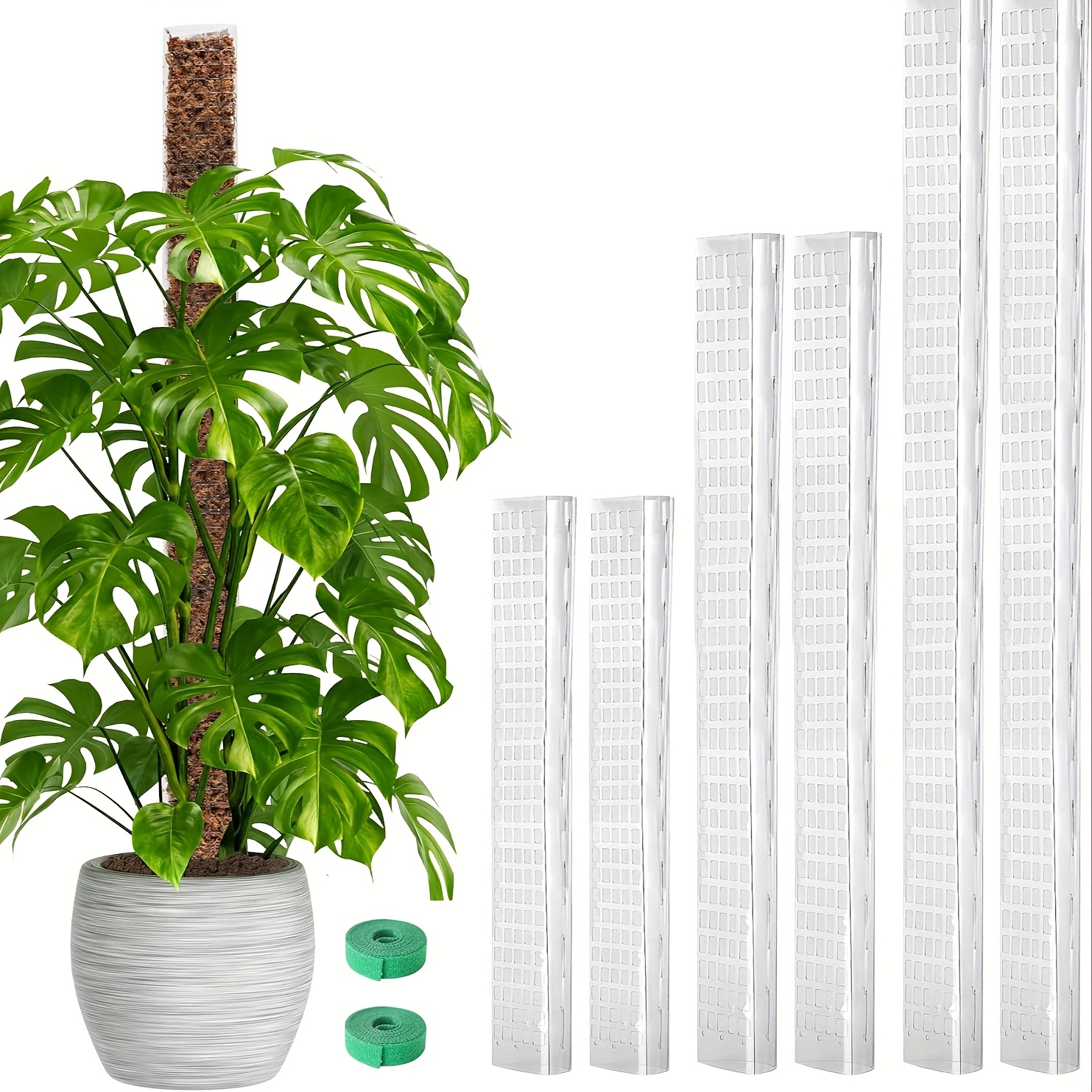 6 Pack 24" X2 + 36" X2 + 48" X2, 2 Pack 36"x2, 2 Pack 48"x2 Plastic Moss Pole For Monstera, Large D Shaped Poles For Climbing Plants Work With Sphagnum Moss, 210 Inch Total