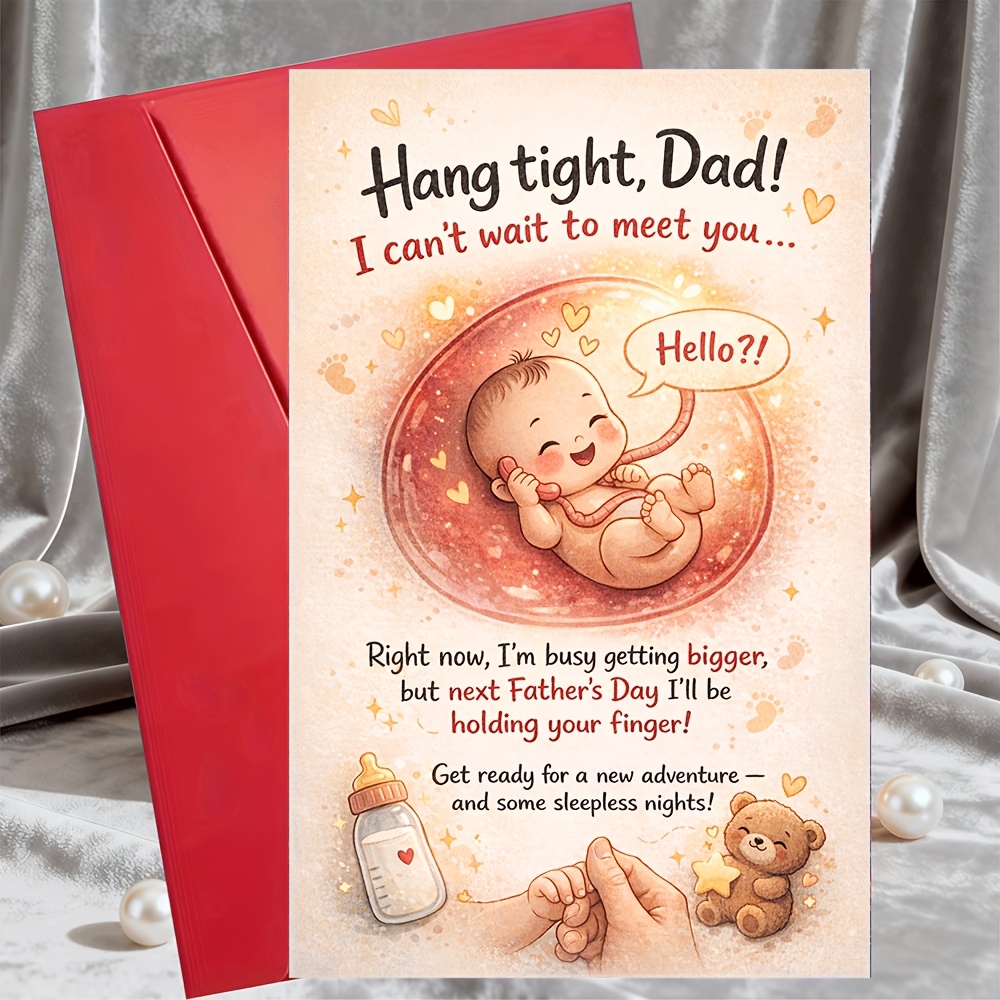 TEMU 1 Greeting Card + 1 Envelopeexpecting Baby Fathers Day Card From Bump To Dad Cute New Dad Announcement Gift For Husband Partner Pregnancy Reveal
