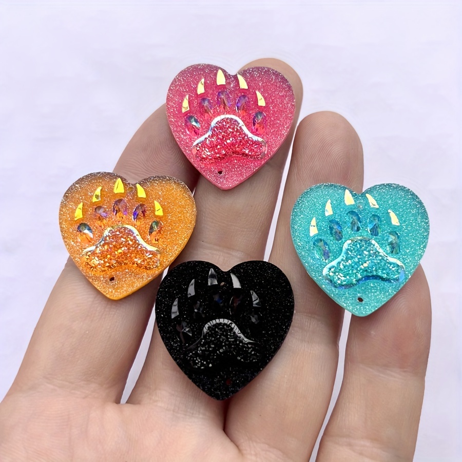 

6pcs Ab Resin Rhinestone Heart & Charms, Flat Back For , Earrings, Dress Embellishments - Sewing & Knitting Supplies