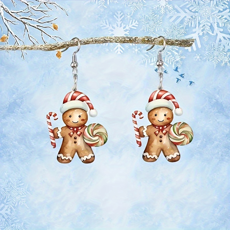 

Charming Gingerbread For Man Acrylic Earrings - Lightweight, Durable Charms For Christmas & Holidays For Women | Perfect For , Thanksgiving, Valentine's Day & Birthday Gifts