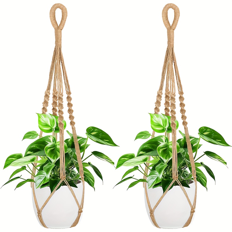 2pcs Macrame Plant Hangers, Hanging Planters For Indoor Plants Decorative Macrame Pot Holders For Home Decor