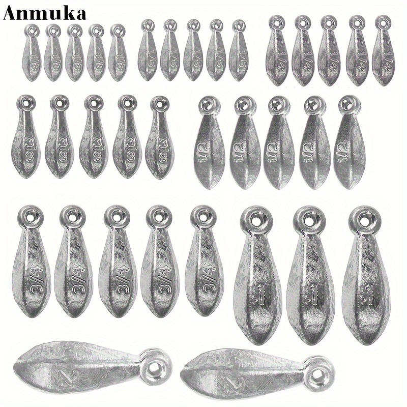 

Anmuka 35pcs Fishing Weights Sinkers Assorted Set, Hexagonal Lead Weight With Ring For Sea Fishing, Drop Shot For Rod Casting, Angling Supplies