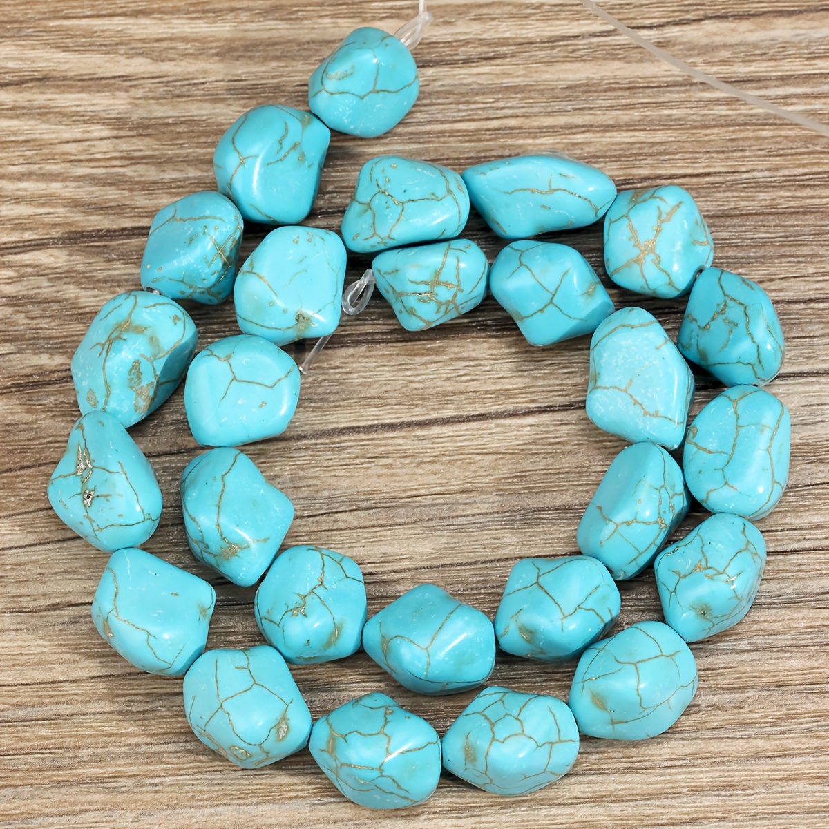 TEMU Perline distanziali sfuse grandi e uniche irregolari in turchese blu 10x12-14x18mm per creazione di gioielli, braccialetti, collane, orecchini