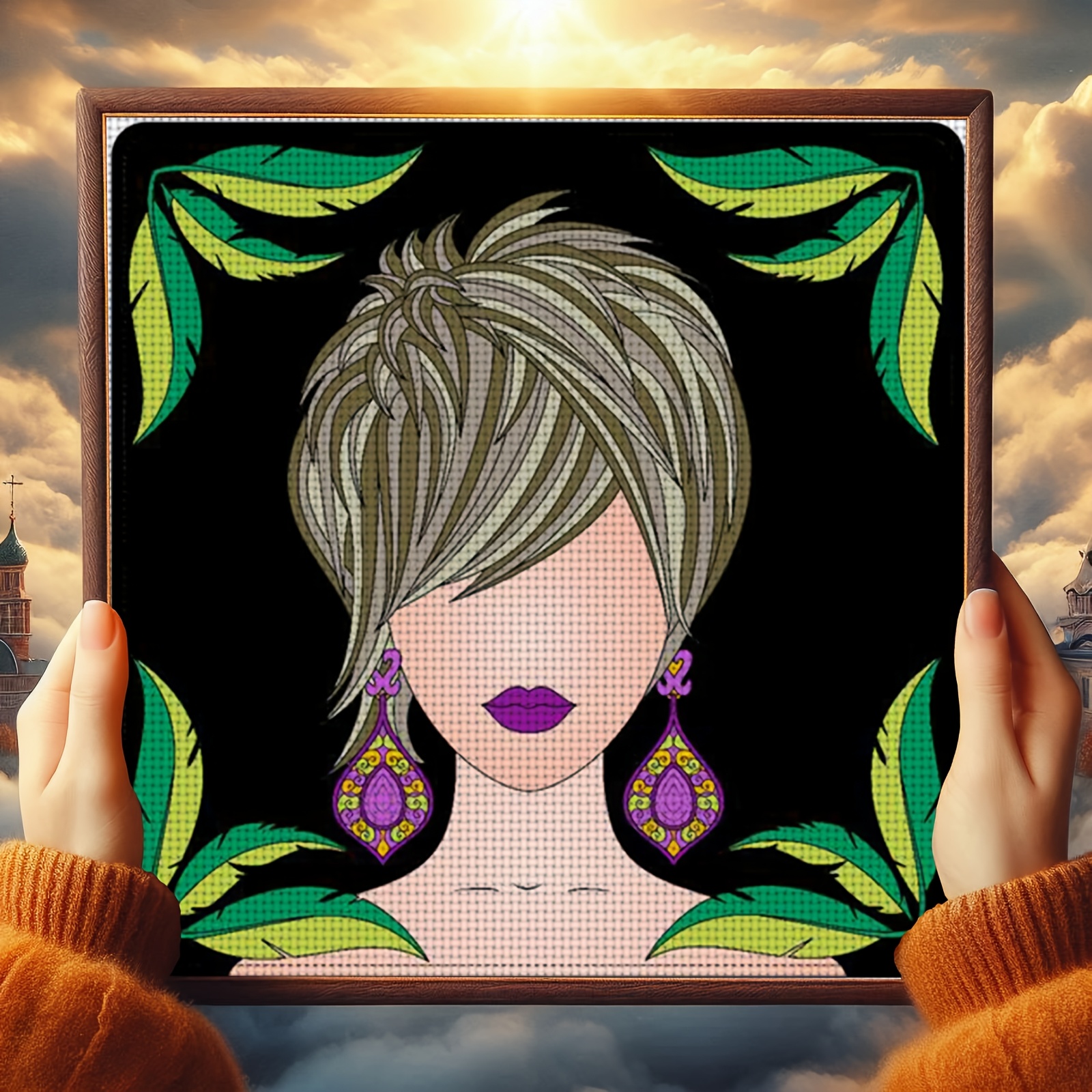 DIY Cross-Stitch Printed Kit, Cartoon Short Hair Decorative Pattern