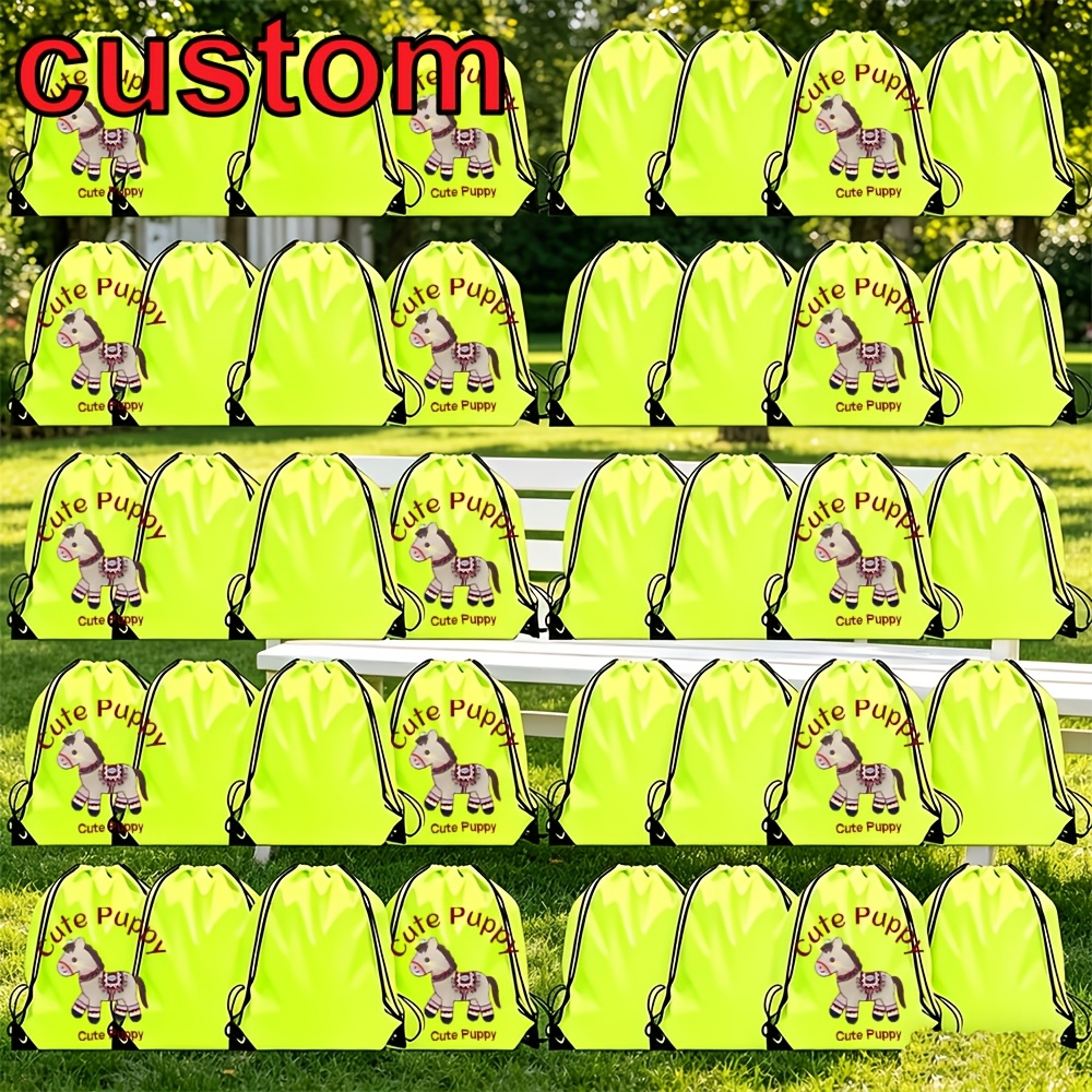 TEMU 3pcs Customizable Backpack & Drawstring Bag With Logo Customization, Suitable For Outdoor Sports Activities, Holidays: Halloween, Christmas,