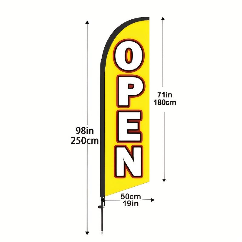 TEMU 1pc Grand Opening Theme 6.5ft Tall Advertising Flag, , Feather Flag, And , Wind-resistant And Durable, Portable And , Polyester Fiber, For