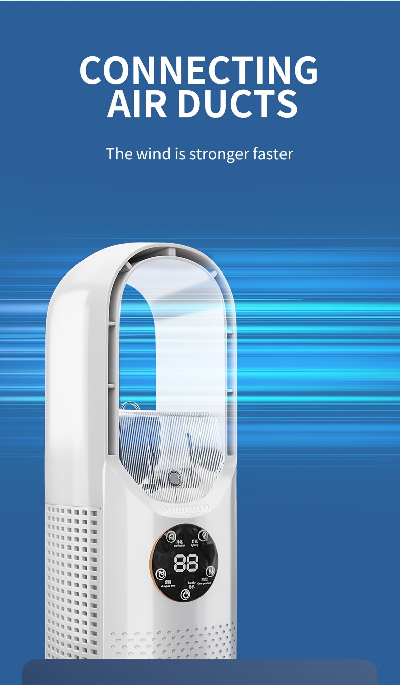 portable air conditioning fan usb tower fan desktop bladeless fan with water     led ambient light timer and smart       camping and   Product details 3