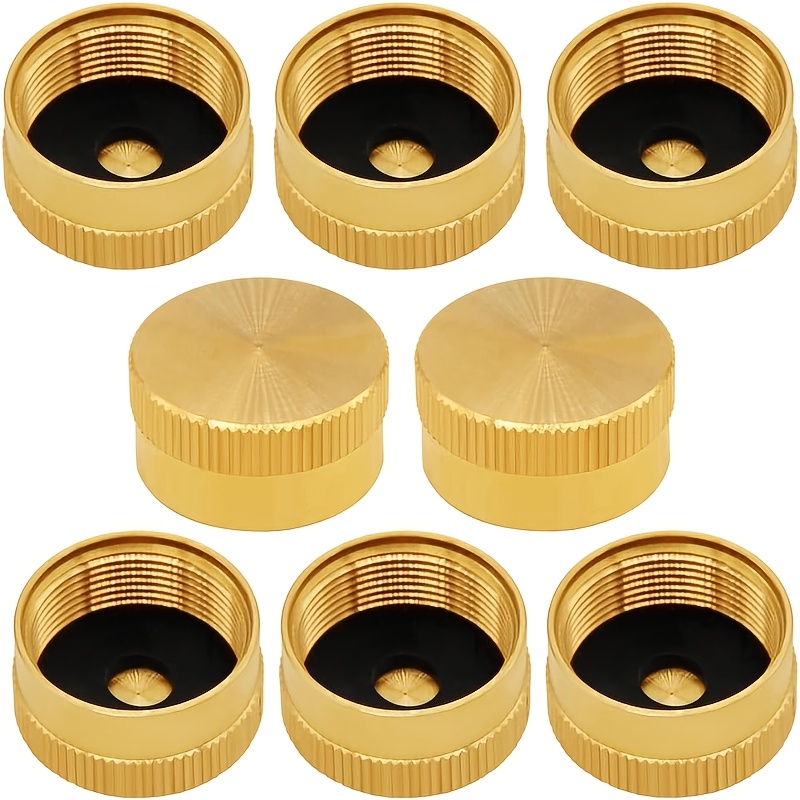 8pcs Propane Tank Caps 1 Lb Solid Brass Refill Gas Cylinder Protect Sealed To Prevent Gas Leaking Solid Brass Refill Propane Bottle Universal For All 1 Lb Gas Tank Without Propane Bottle