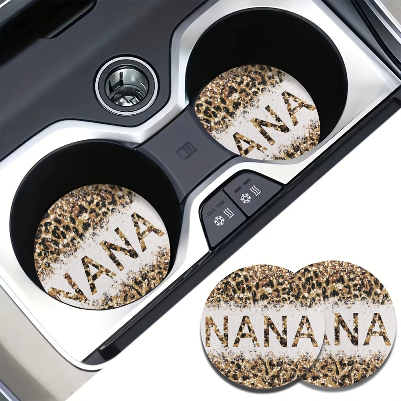 

Leopard Nana Car Coasters For Cup Holders,car Cup Coasters 2 Pack Men Women,sublimation Car Coasters Blanks With Packaging,easy To Clean&anti-slip Mother's Day Gift