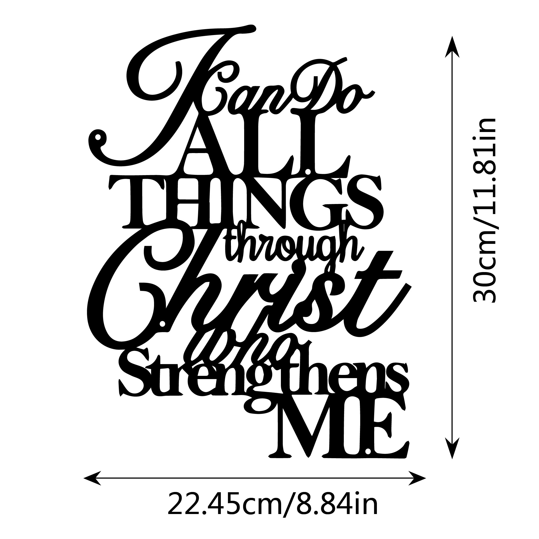 TEMU 1pc Décoration murale en métal noir - Décoration avec biblique chrétienne " par qui me fortifie" - Cadeau de décoration religieuse , idéal pour