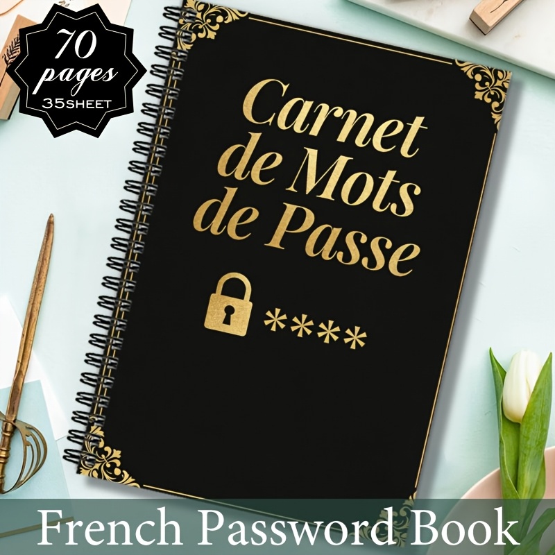 TEMU Carnet de de passe français 1 pièce, design de serrure vintage, de de passe pour adultes et seniors