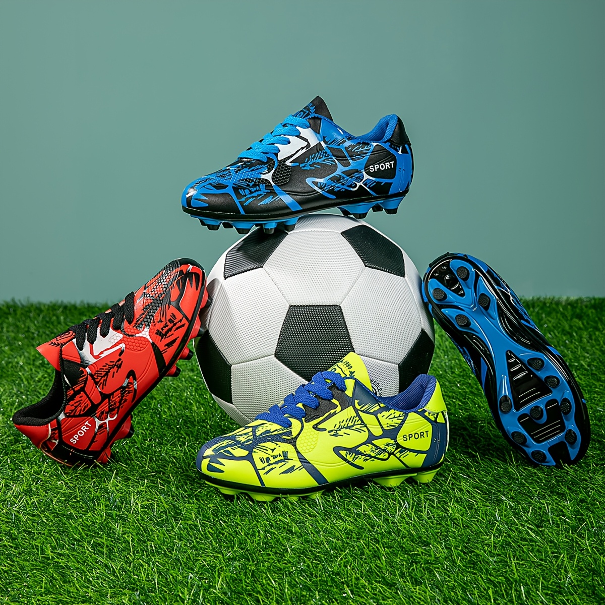 bright neon soccer cleats