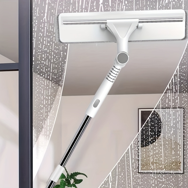 1 set 2 in 1 retractable window scrapers stainless steel and plastic tpr handle multi sided cleaning tool for glass walls outdoors cars yards home bathroom with holiday gift details 1