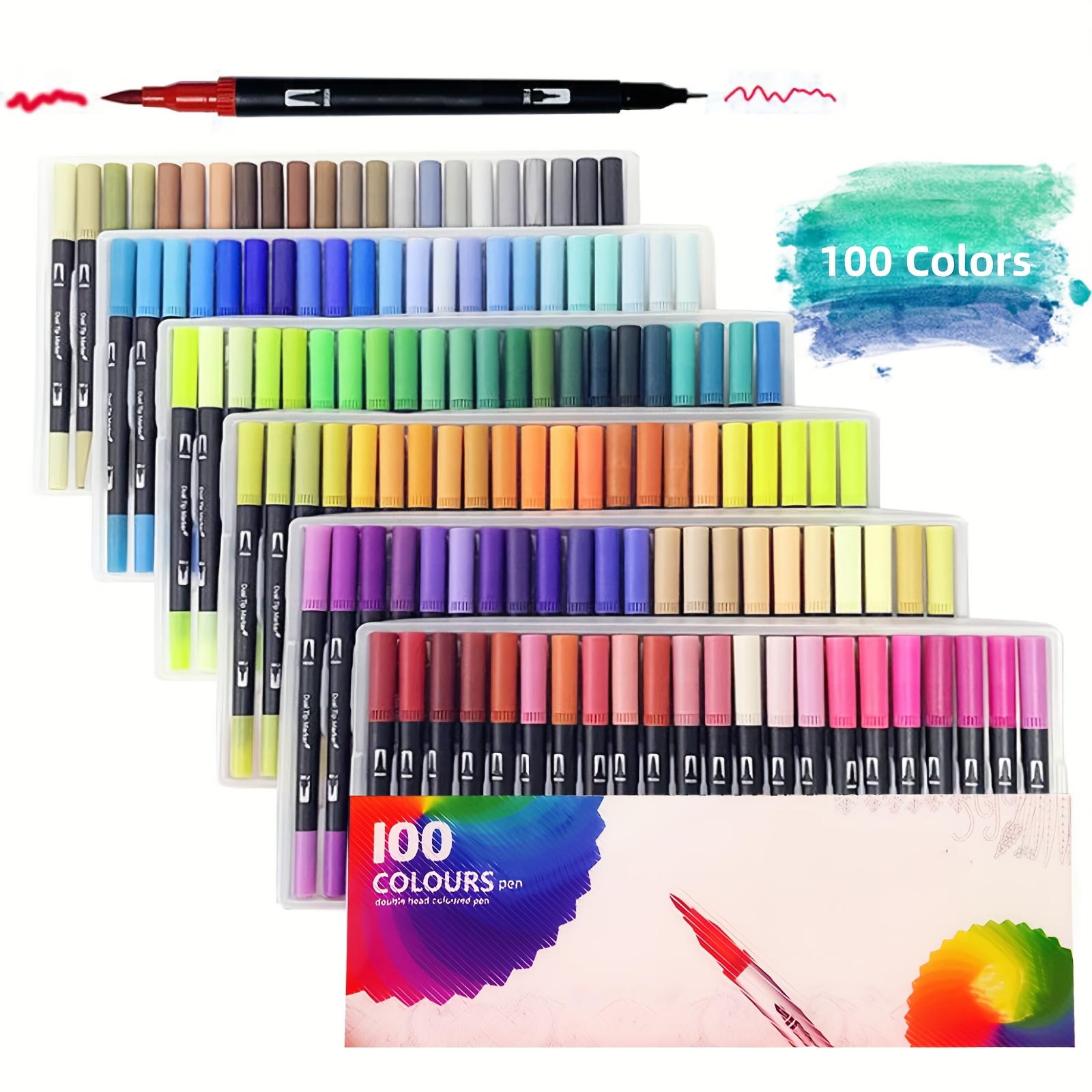 

Colours Dual Tip Brush Marker Pens With Fineliner & Brush Tip Pens Felt Tip Pens Set, For Adults Colouring Calligraphy Drawing Sketching Perfect Birthday And Valentine's Day Gifts