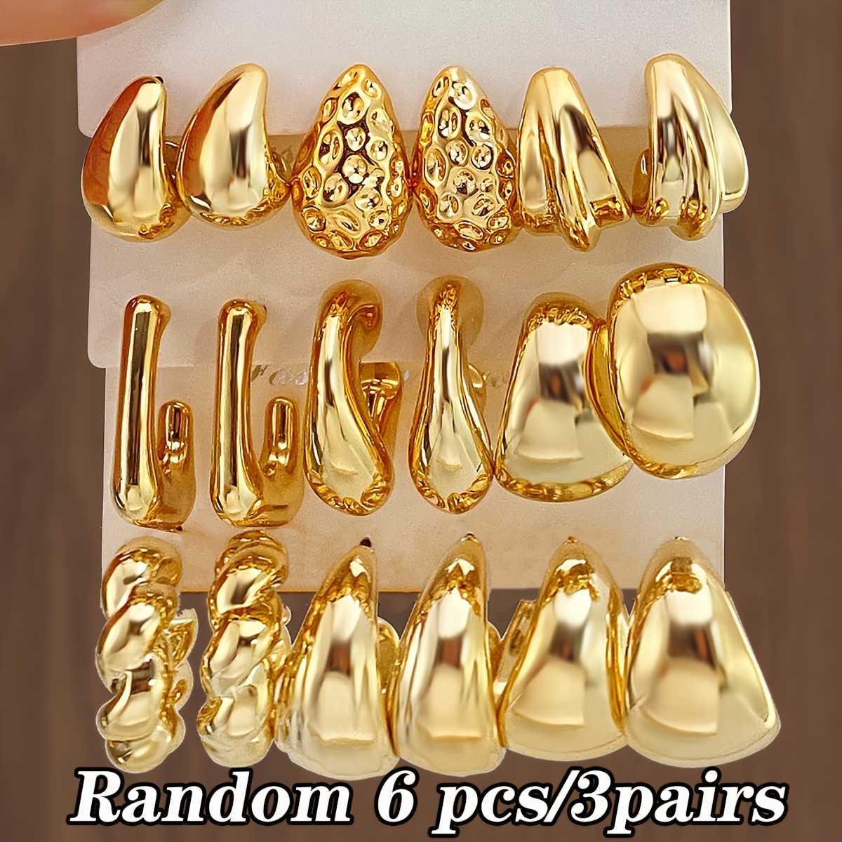 TEMU Lot aléatoire de 6pcs/3 pièce de boucles d'oreilles classiques de , style élégant, parfaites pour un usage polyvalent, idéales comme cadeaux de