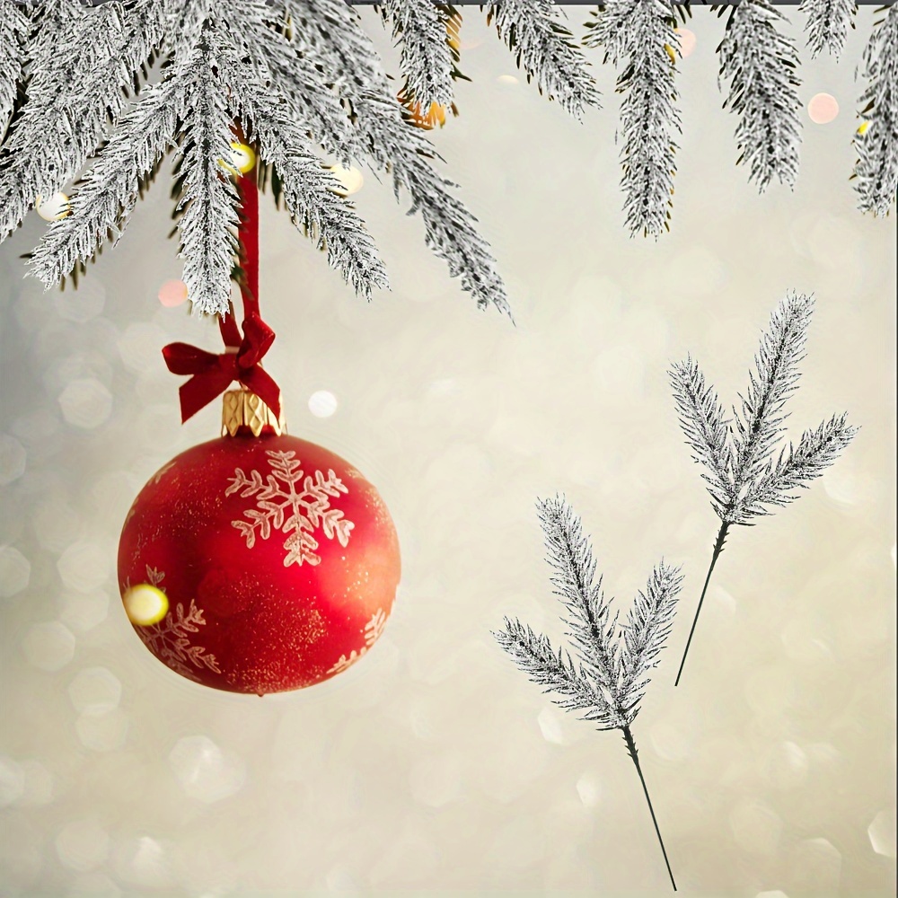 30 Pack Artificial Picks For Christmas Decorations Plastic Snowy Pine